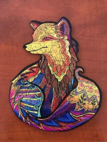Fa puzzle gyerekeknek - Róka - Minden kirakós bizonyos darabkáit különböző állatok, növények alkotják - 21x30 cm