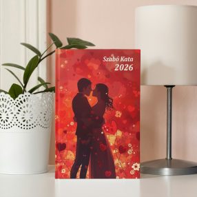   Love sablon | Egyedi névvel 2026-os keménytáblás határidőnapló A/5 napi beosztású