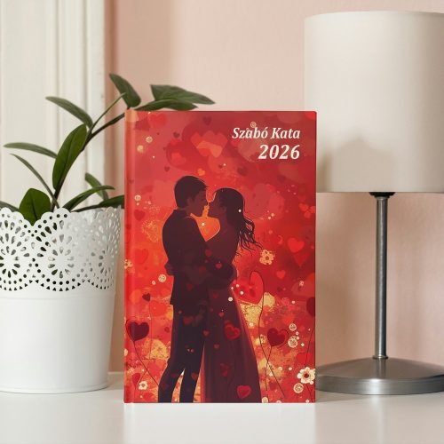 Love sablon | Egyedi névvel 2026-os keménytáblás határidőnapló A/5 napi beosztású