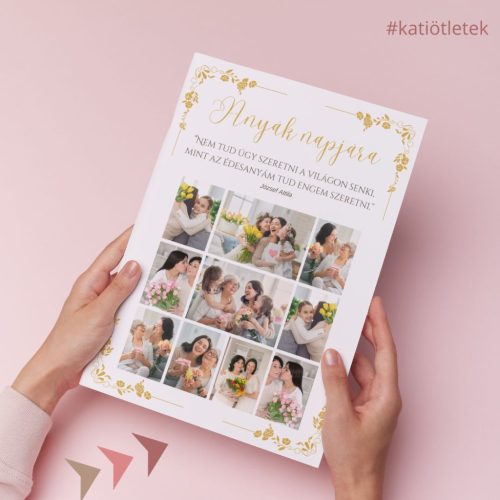 Egyedi szöveggel és fényképekkel rendelhető Emléklap sablon Anyák napjára A/4 méret PDF (03 sablon)