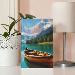   Csónak sablon | Egyedi névvel 2026-os keménytáblás határidőnapló A/5 napi beosztású