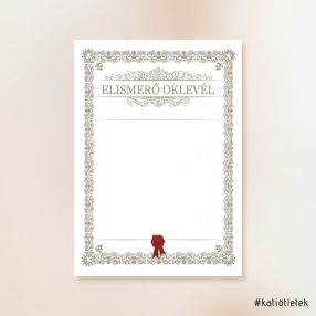 Elismerő oklevél sablon A/4 méret PDF