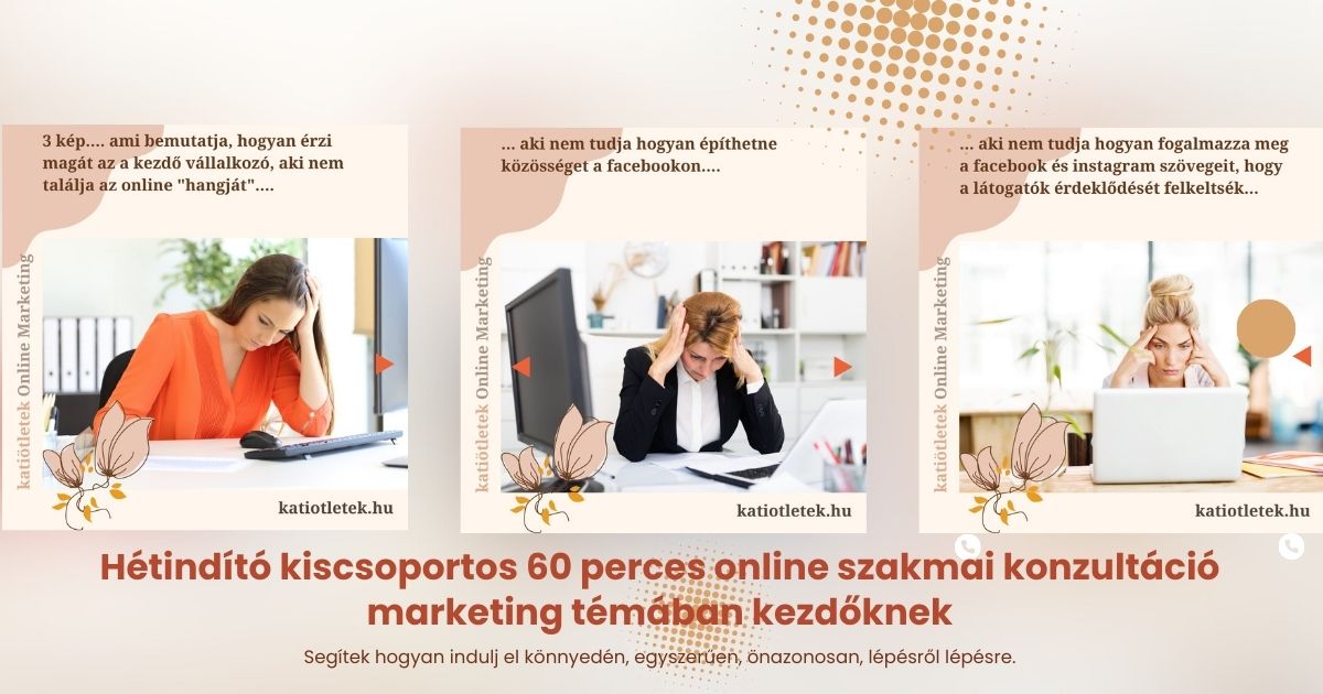 Hétfőnként hétindító online marketing foglalkozásokat tartok kezdőknek